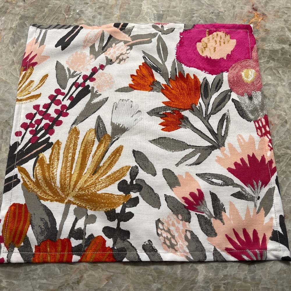 Set of 10 Cloth Modern Floral Napkins, New, 12.25",West Elm Fabric